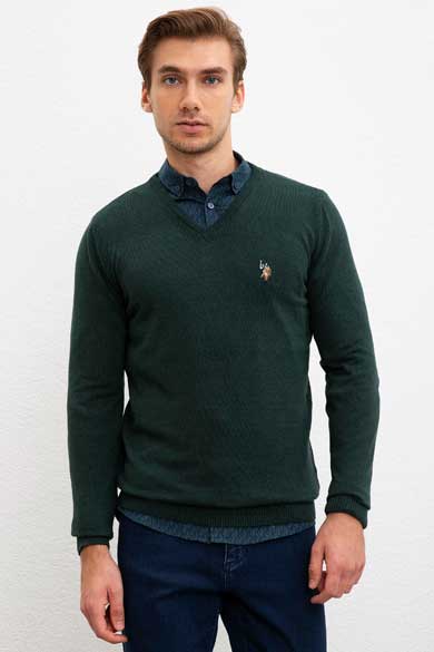 тъмно-зелен-пуловер-бейсик-8-842101-1